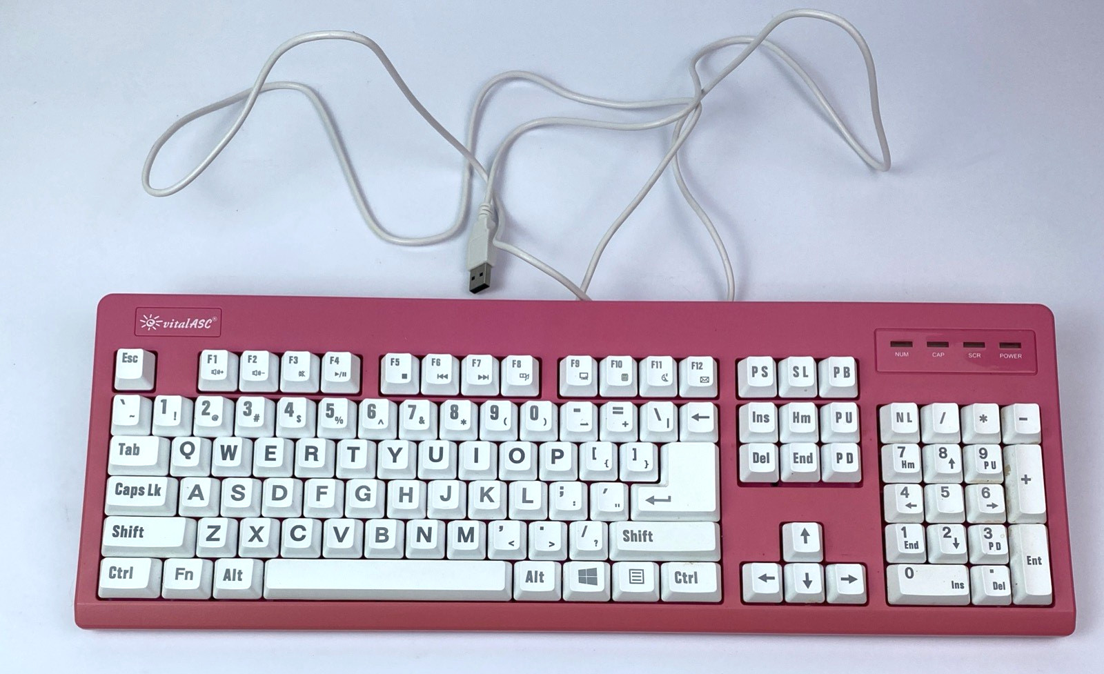 104-Key Large Font Gaming Keyboard USB Wired  Hot Pink 104 Key 6.3 ft Cord