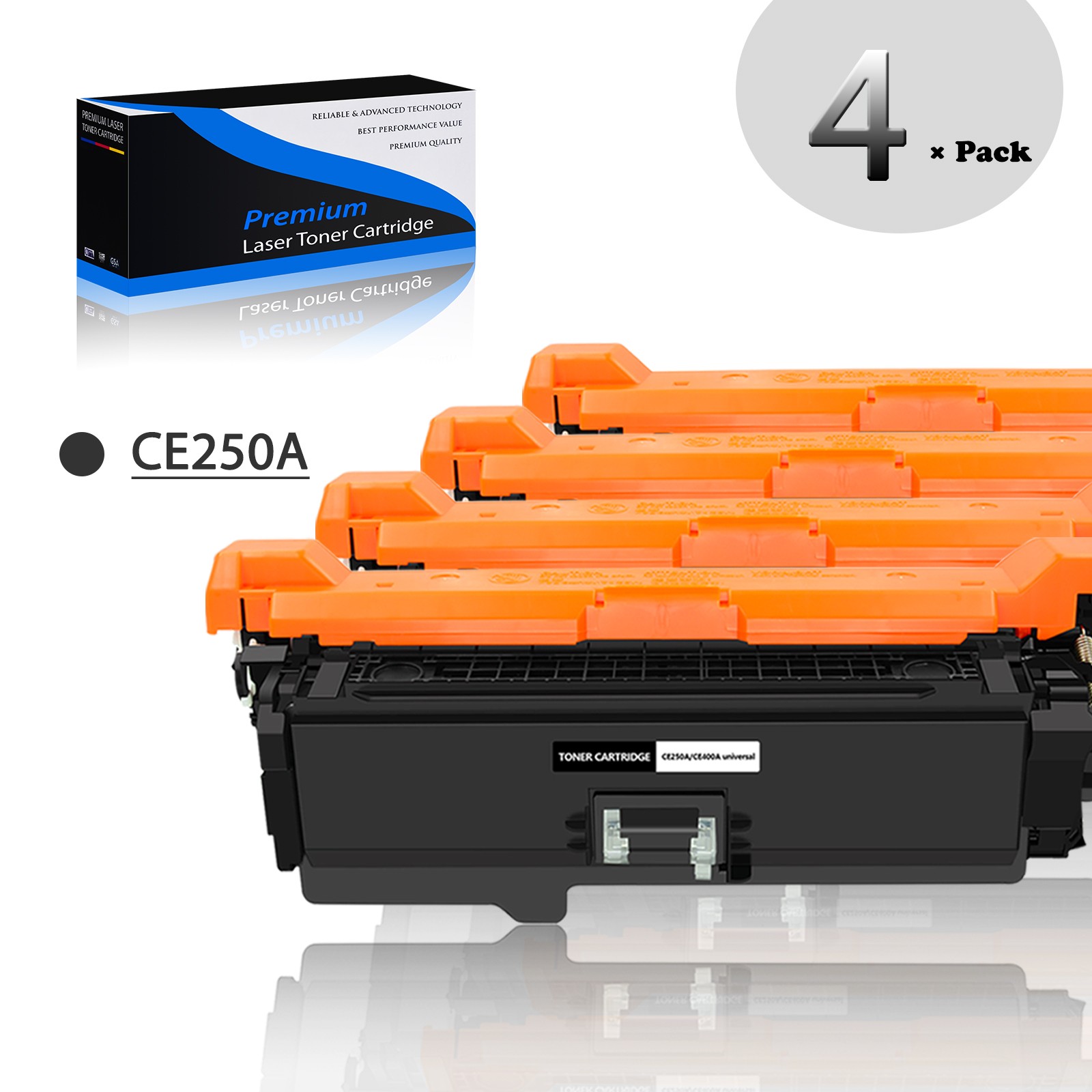 4PK Black CE250A Toner For HP Color LaserJet CP3525dn CP3525n CP3525x CP3530