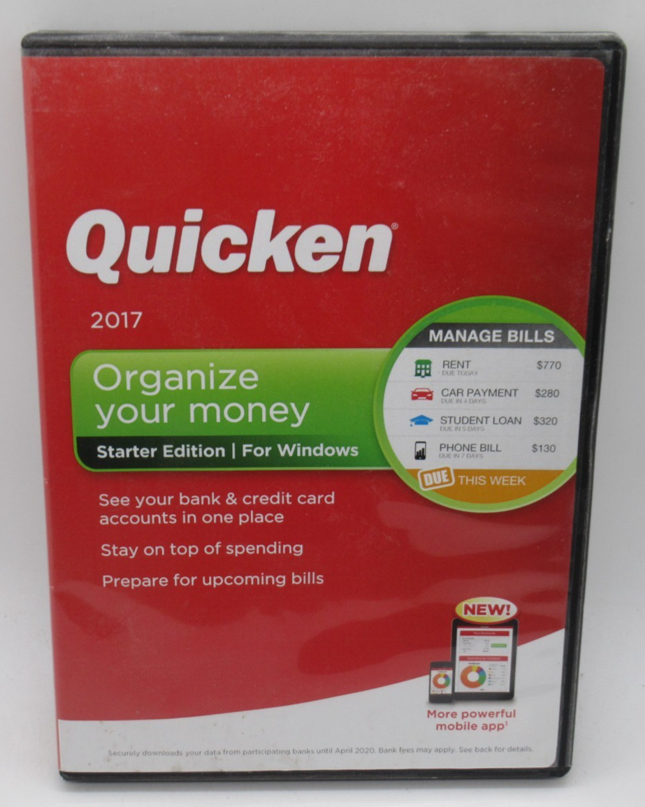 INTUIT QUICKEN 2017 - STARTER EDITION FOR WINDOWS PC CD-ROM SOFTWARE, ORGANIZE M