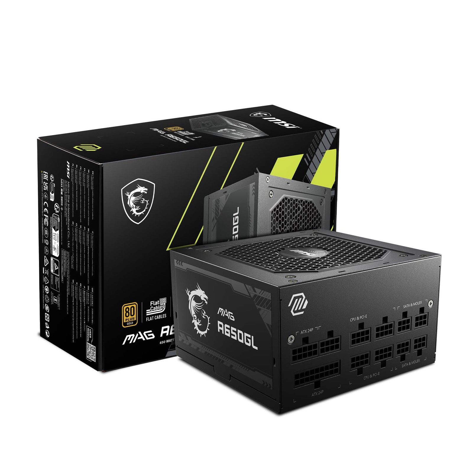 MSI MAG A650GL, Fully Modular Compact Gaming 650W Power Supply, 80+ Gold, ATX