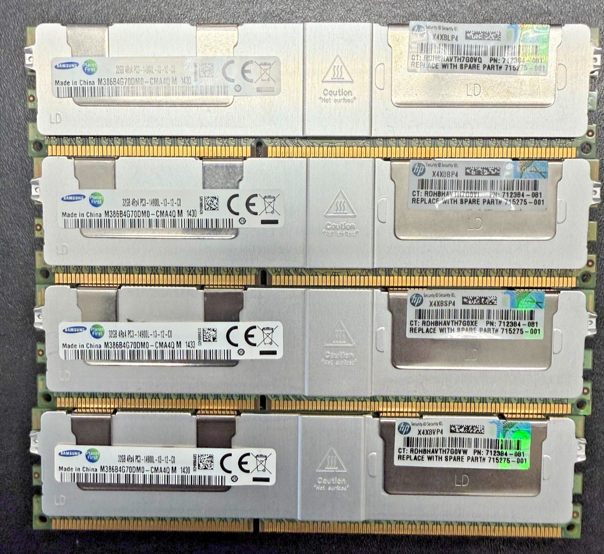 Samsung 128GB (4x32GB) 4Rx4 PC3-14900L DDR3 LRDIMM HPE Part # 715275-001