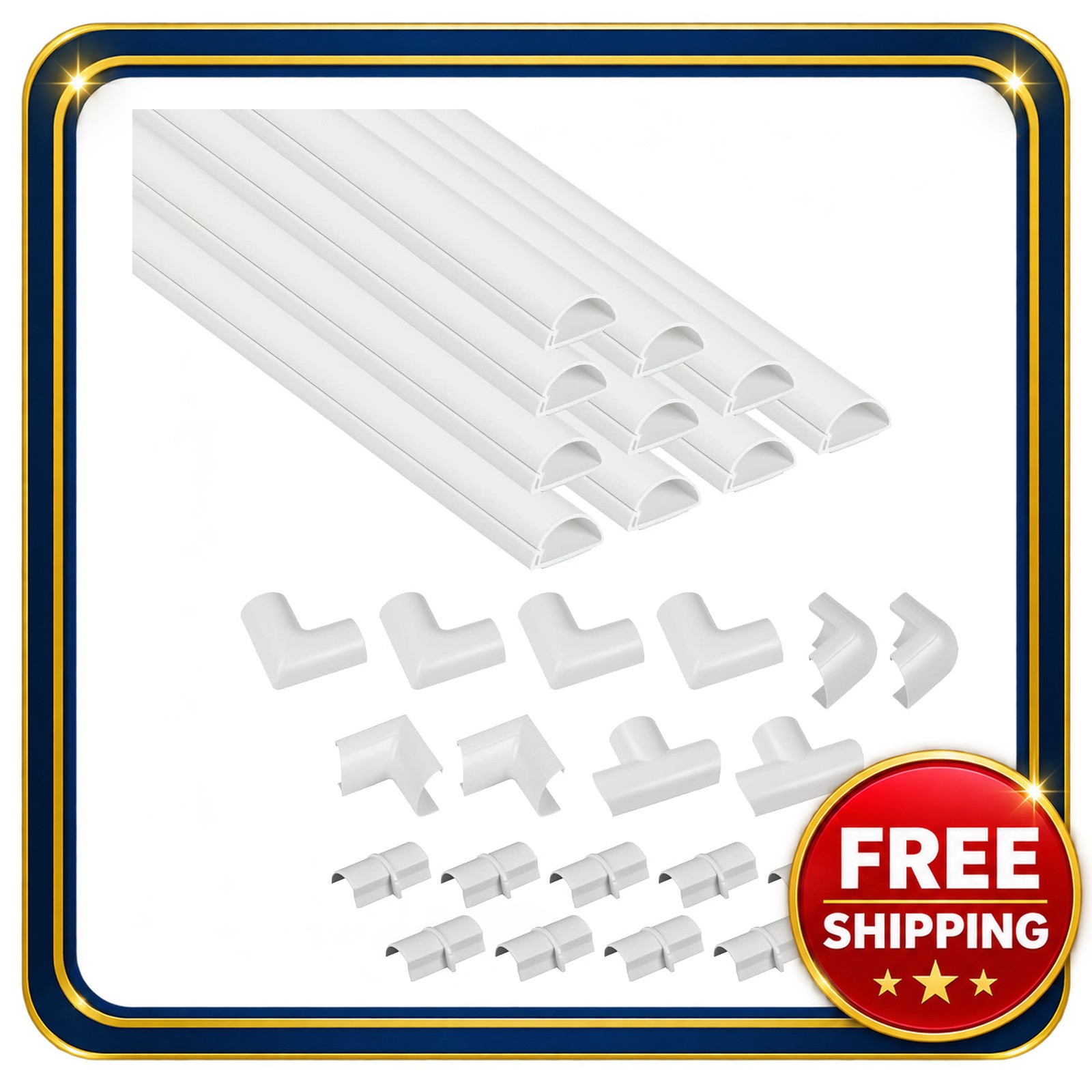 D-Line Cord Cover Kit 157in Self-Adhesive Cable Raceway Paintable