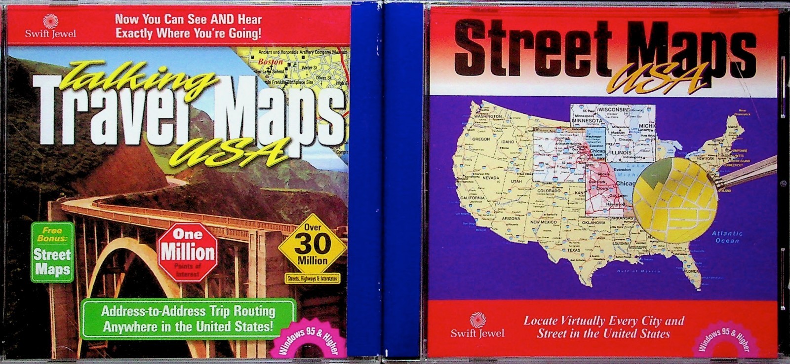 Swfit Jewel Talking Travel Maps USA Street Maps USA Windows 95 Software CD-ROM