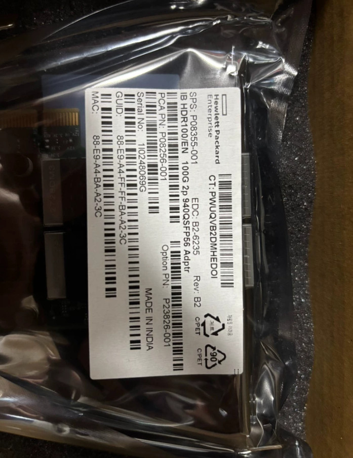 New HPE 940QSFP56 Mellanox ConnectX-6 MCX653106A PCIe X16 100GB HP P06251-B21