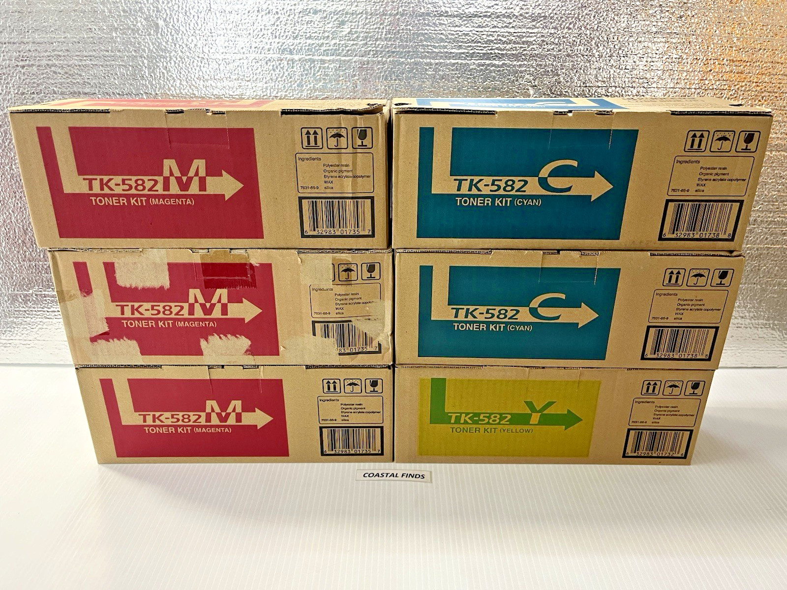 Kyocera TK-582 Toner CMY Color Lot (6) OEM NEW Sealed TK-582C TK-582M TK-582Y
