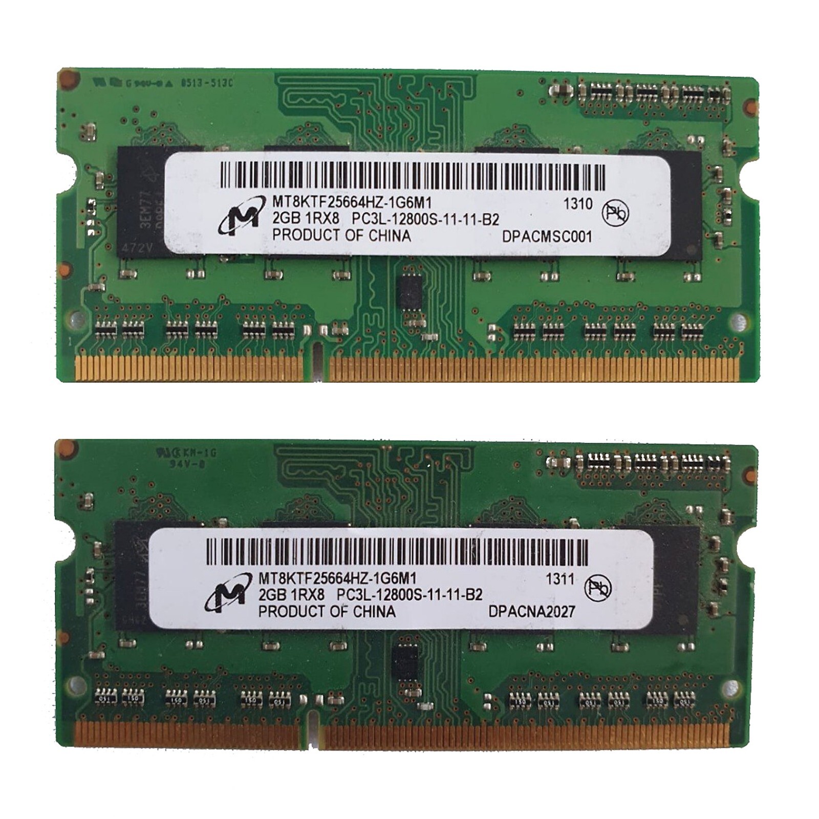 4gb Micron Laptop Memory 2x2GB 1600MHz 204pin 1.5v 1Rx8 PC3-12800S-11-11-B2 RAM