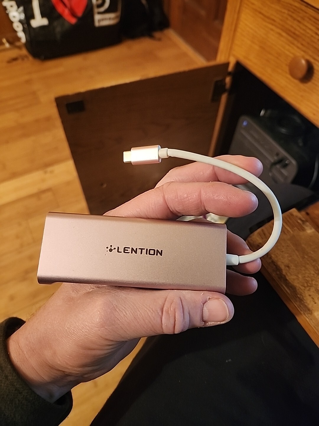 LENTION USB-A PD HDMI Model: C35 H Stable Driver Adapter Rose Gold