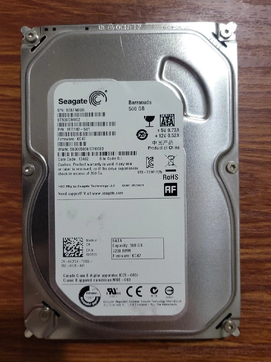 Seagate Barracuda ST500DM002 500GB SATA III 3.5" Hard Drive P/N: 1BD142-500