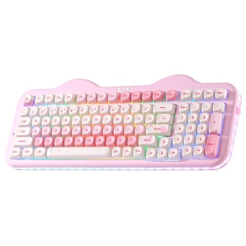 99 Key Wireless Mechanical Keyboard Pink, RGB Backlit, Number Pad