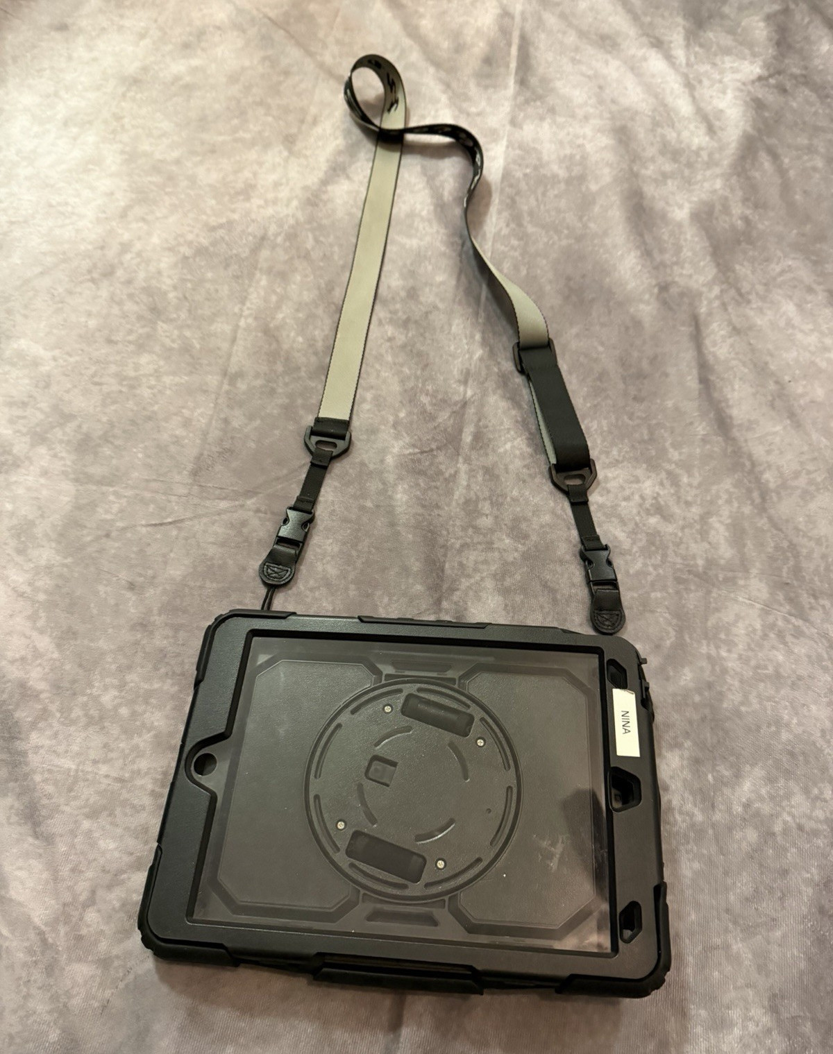 SEYMAC Rugged Tablet Case Cover w/ Hand Strap & Shoulder Strap, Black for IPad