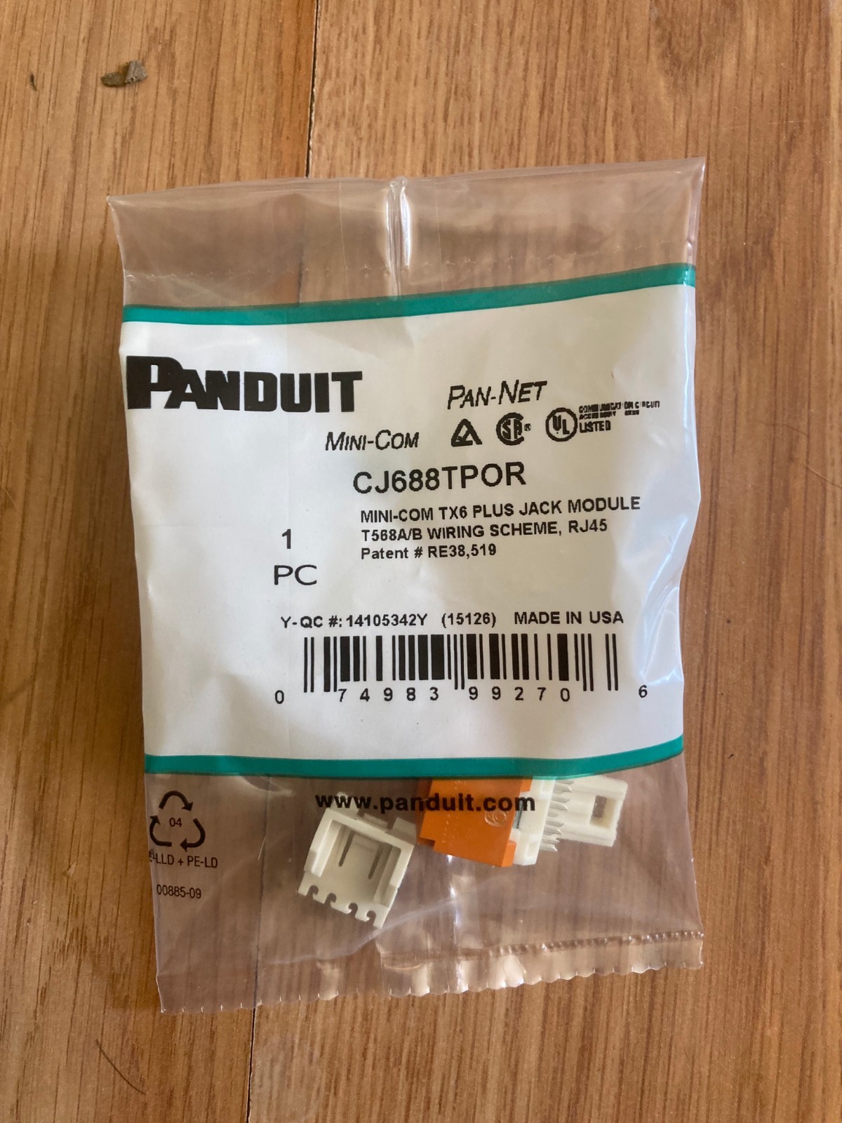 Panduit CJ688TPOR Orange Mini-Com TX6 Plus Jack Module Category 6