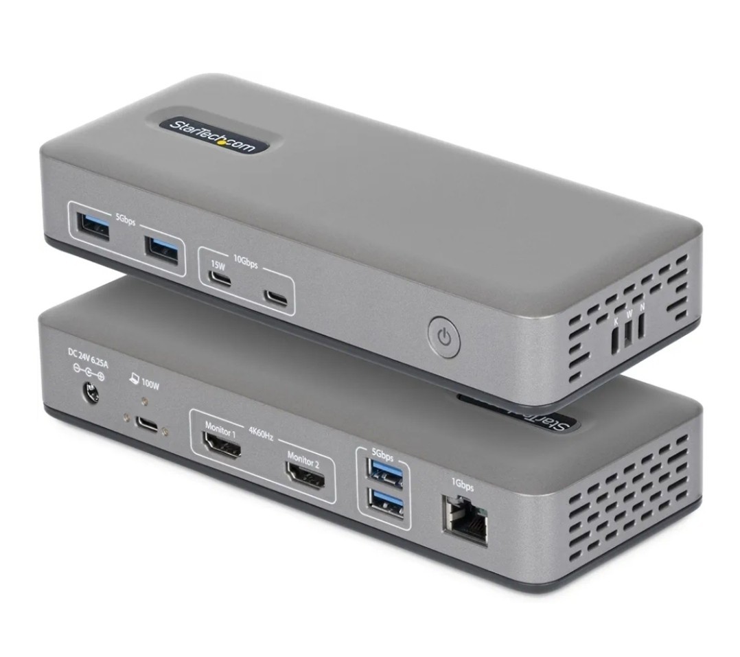 StarTech USB-C Docking Station for Dual Monitors, Dual 4K 60Hz HDMI,100W