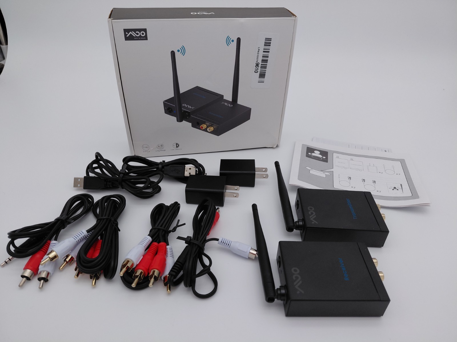 YMOO 2.4Ghz Wireless Audio Transmitter Receiver (1 TX+1 RX) for Home Audio