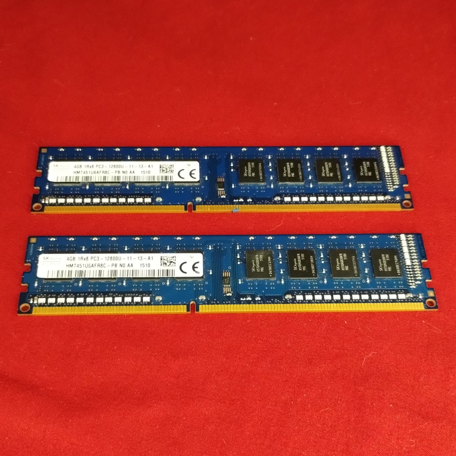 2x Desktop RAM - SK Hynix 4GB 1Rx8 PC3 12800U HMT451U6BFR8C-PB - 8GB Total