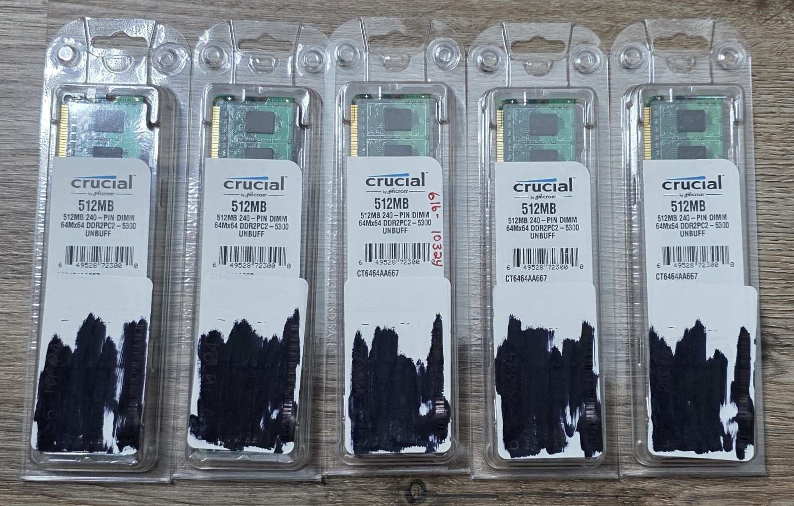 Lot of 5 Crucial Micron 512MB 240 Pin DIMM DDR2 PC2-5300 667MHz RAM