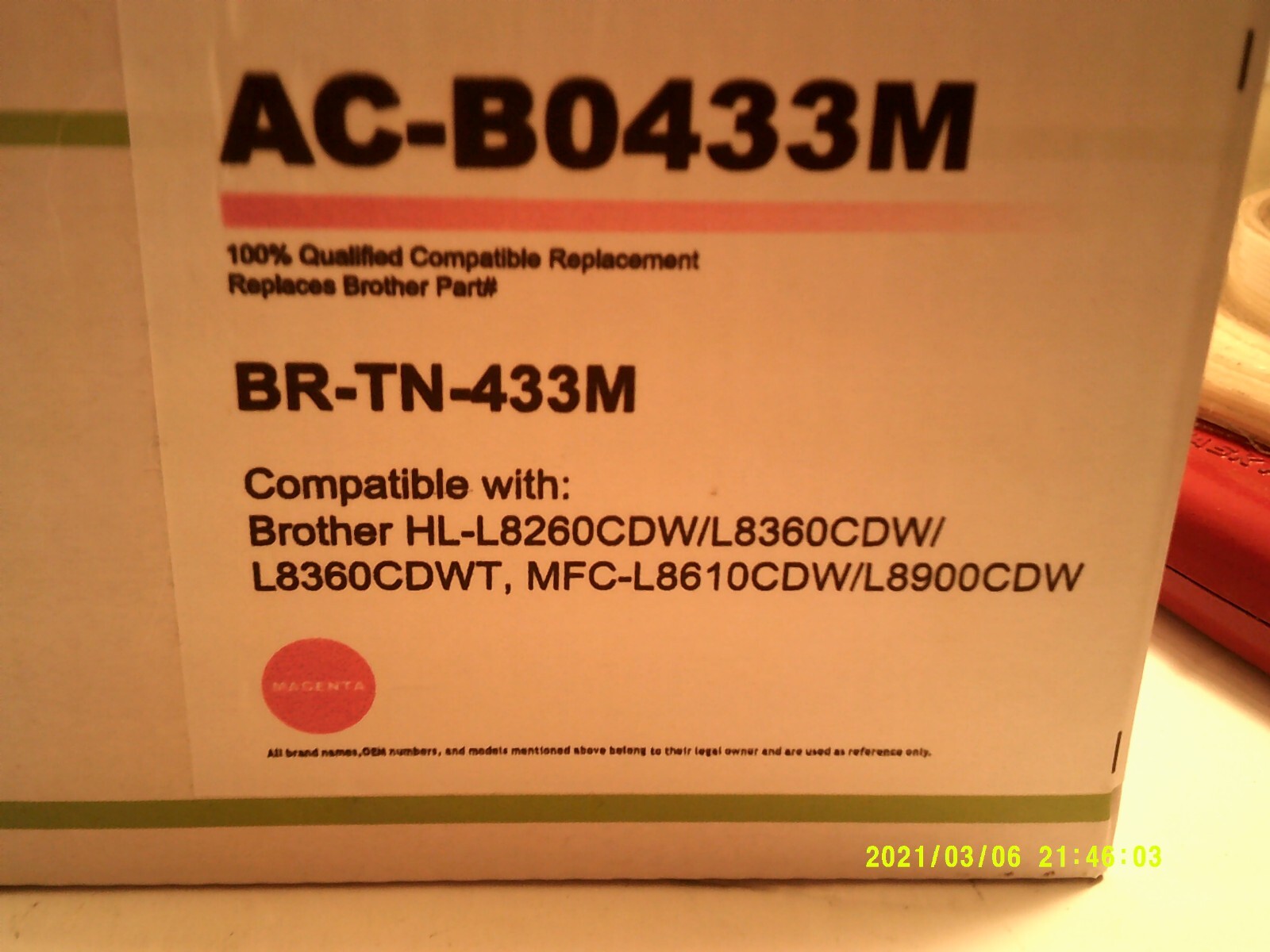 ac-bo433m preminum toner cartridge new in box (bin 8)
