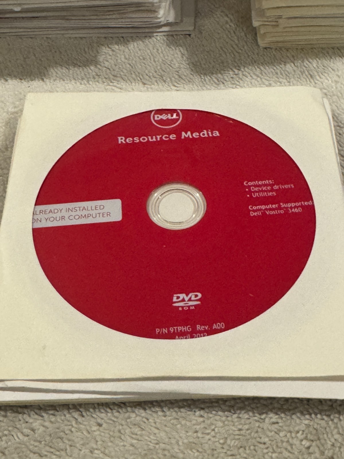 Dell Resource Media DVD Dell Vostro 3460 - CD ONLY NEW/SEALED