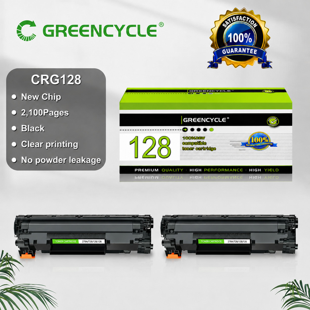 GREENCYCLE 2PK CRG128 C128 Toner Fit for Canon ImageCLASS D550 MF4570dw MF4580DN