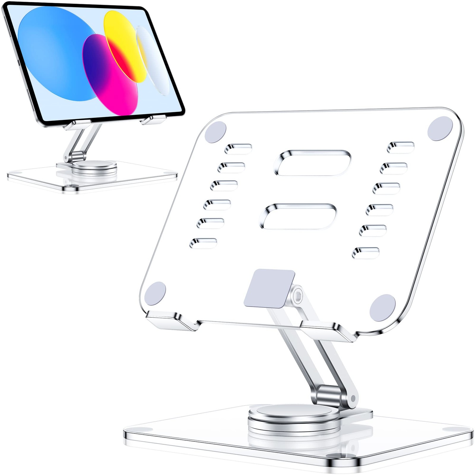 Acrylic Tablet Stand for Desk with 360 Rotating Base