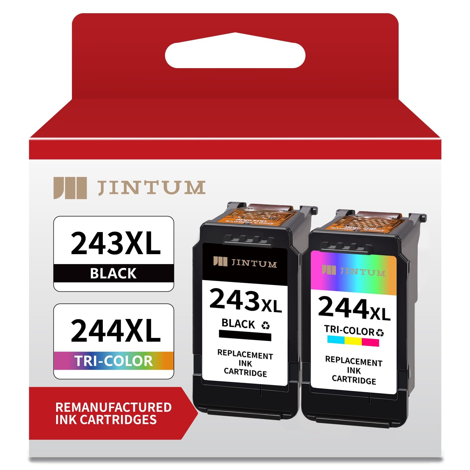 JINTUM Ink Cartridge Canon 243XL 244XL 1 Black 1 Tri-Color Fits MG2522 MX490