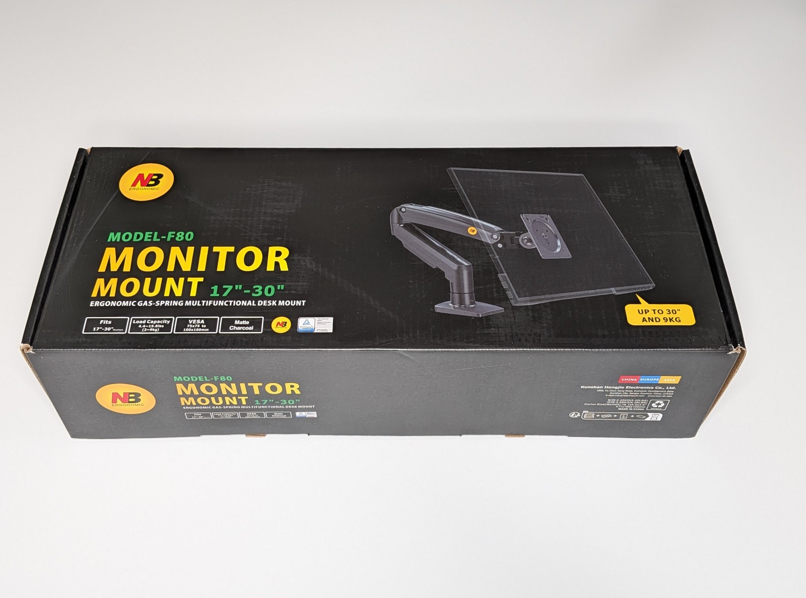 NB North Bayou Monitor Arm, Fits 17"-30", VESA 75x75, 100x100, F80