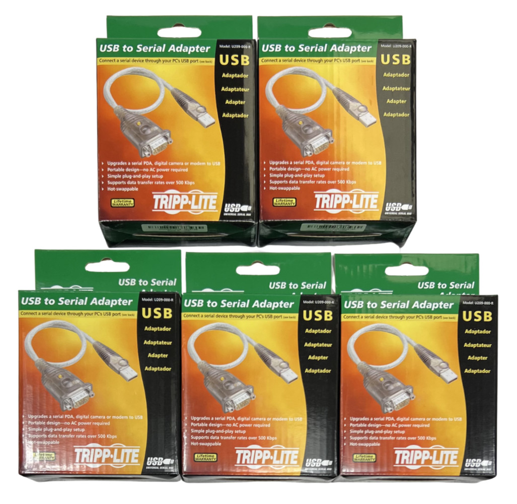 (LOT OF 5) NEW Tripp Lite USB To Serial Adapter USB-A to DB9 U209-000-R