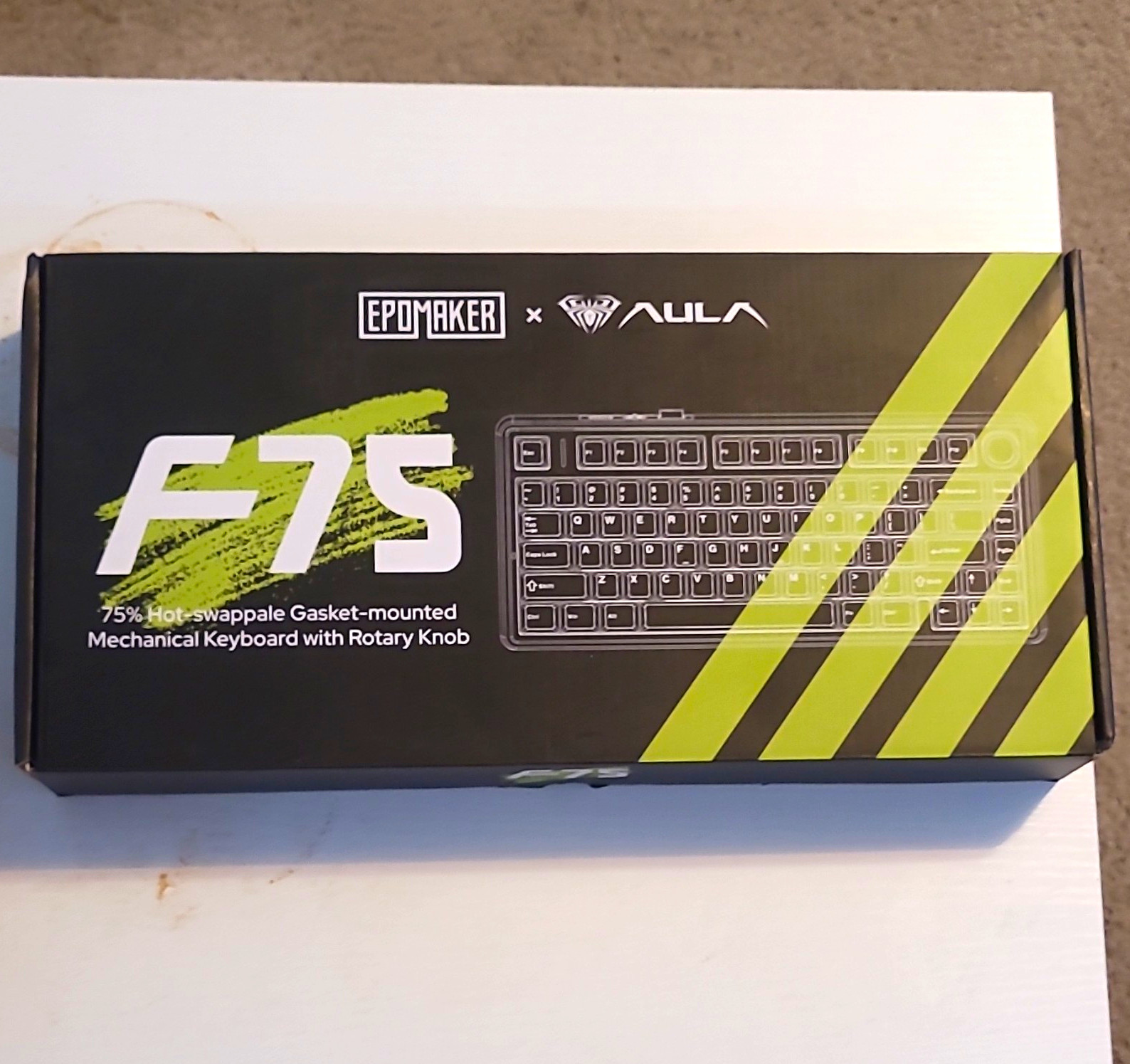 EPOMAKER x AULA F75 75% Wired Hot Swappable Keyboard, Knob, Black/Green