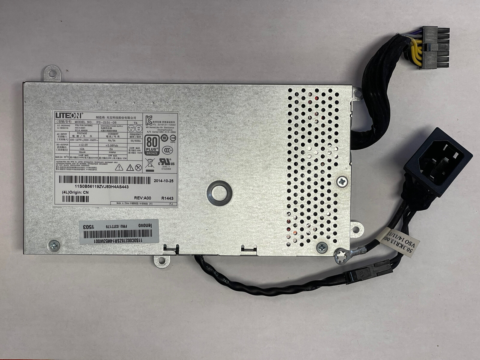 LITEON Lenovo LiteOn ThinkCentre AIO  E93Z 150W Power Supply PS-2151-08 54Y8882