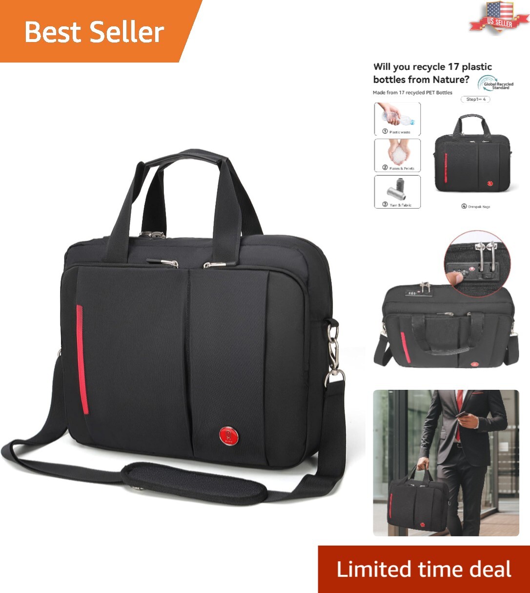 Lightweight Anti-Theft Laptop Satchel with Organizers - Perfect for Travel