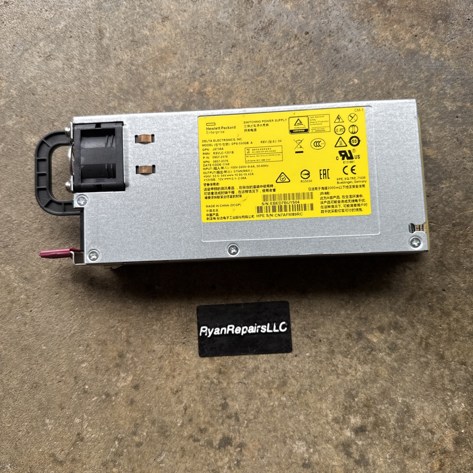 HP/HPE/Aruba X332 PSU PoE+ 2920 Series Switch 575W AC Power Supply UNTESTED
