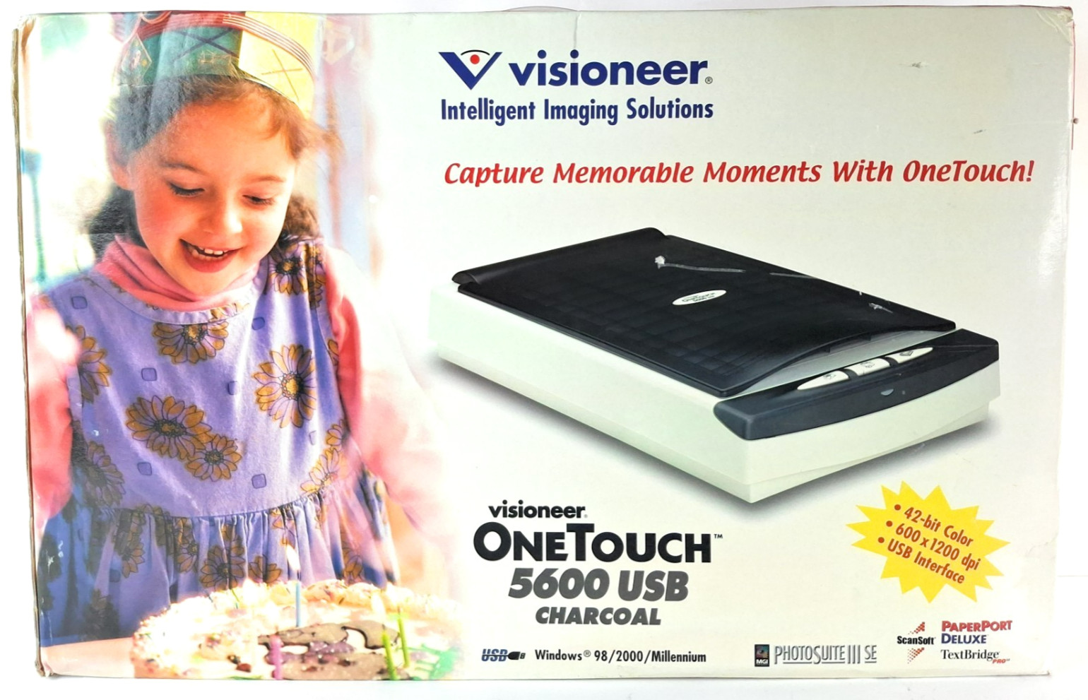 Visioneer OneTouch 5600 USB Flatbed Scanner 600 x 1200 DPI 42-bit Color New