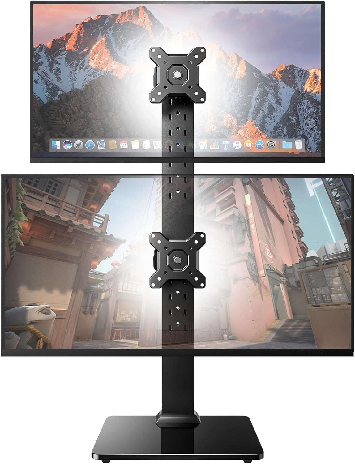 HUANUO Dual Monitor Stand for 13 to 34 Inch, Max Load 44 Lbs, Vertical Monitor M
