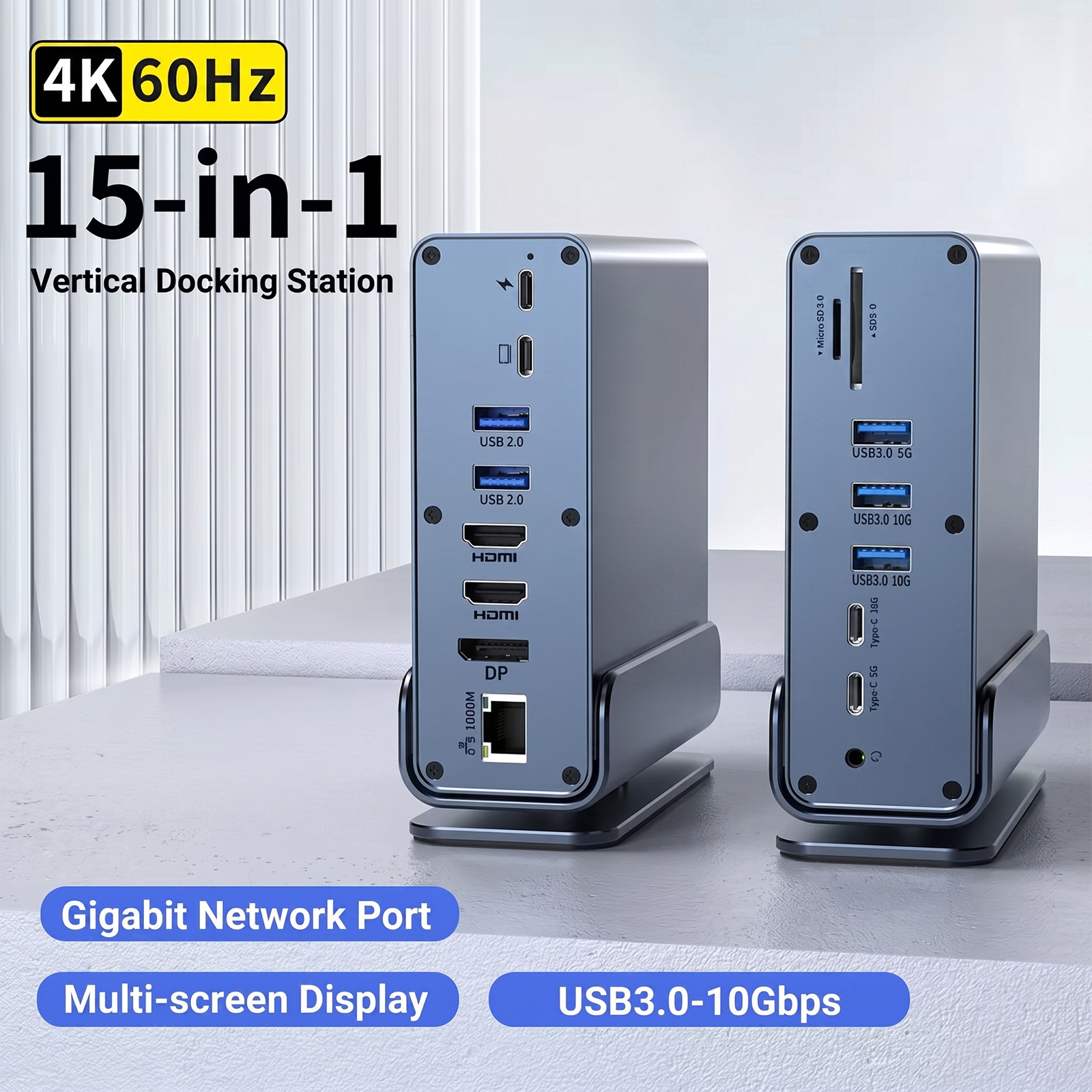 4K Docking Station Dual / Triple monitor | 2 HDMI & DP, Gigabit Ethernet,100W PD
