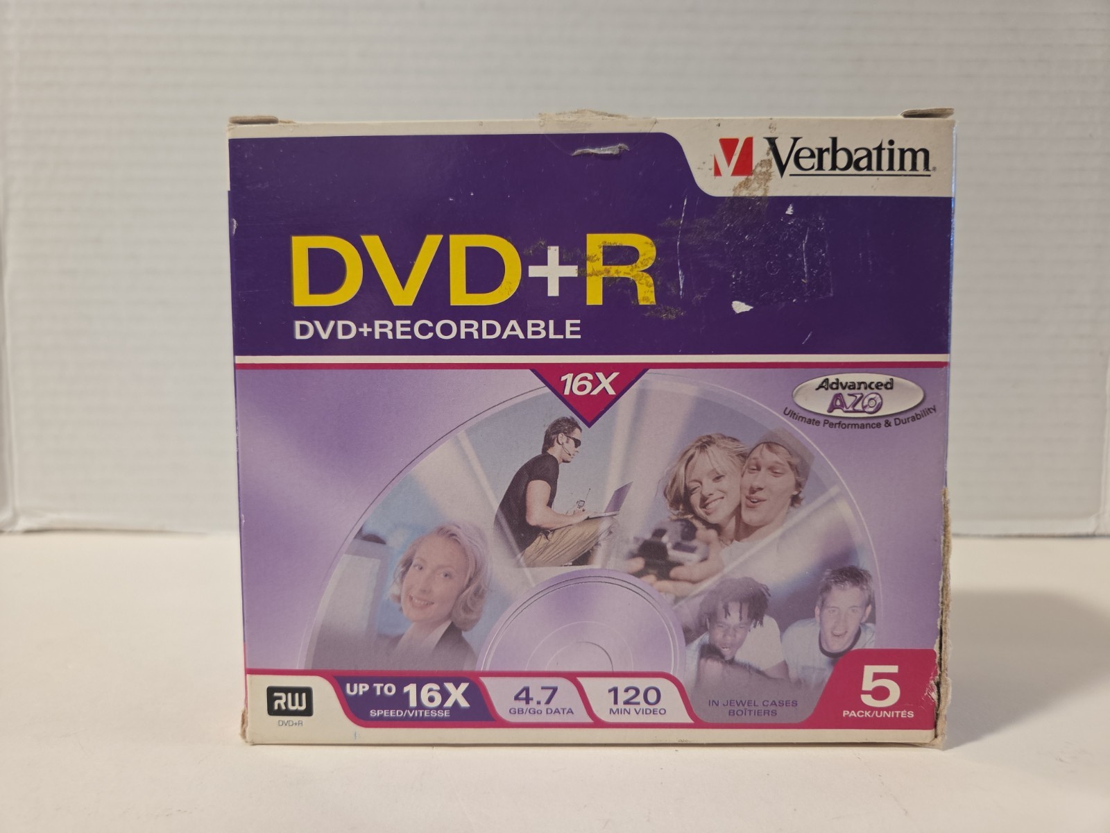 Verbatim DVD+R 4.7GB 16x AZO Recordable Media Disc - 19 Disc Slim Case Pack Of 5