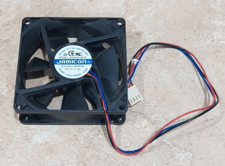 JAMICON 80x80x25mm 12V 0.19A JF0825B1HP-R Dual Ball Bearing Computer Cooling Fan