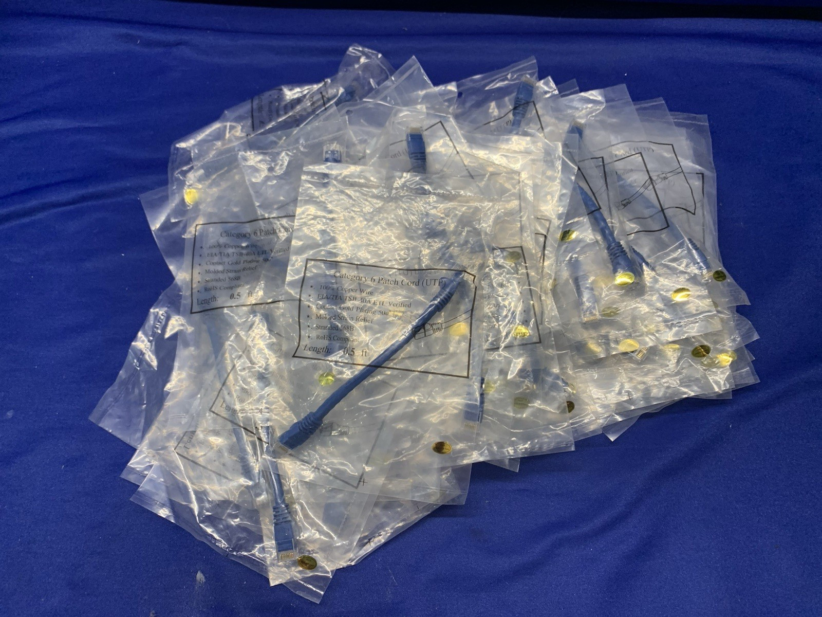 Category 6 Patch Cord (UTP) Cable 0.5 ft - 6 in - Lot of 53 New Sealed