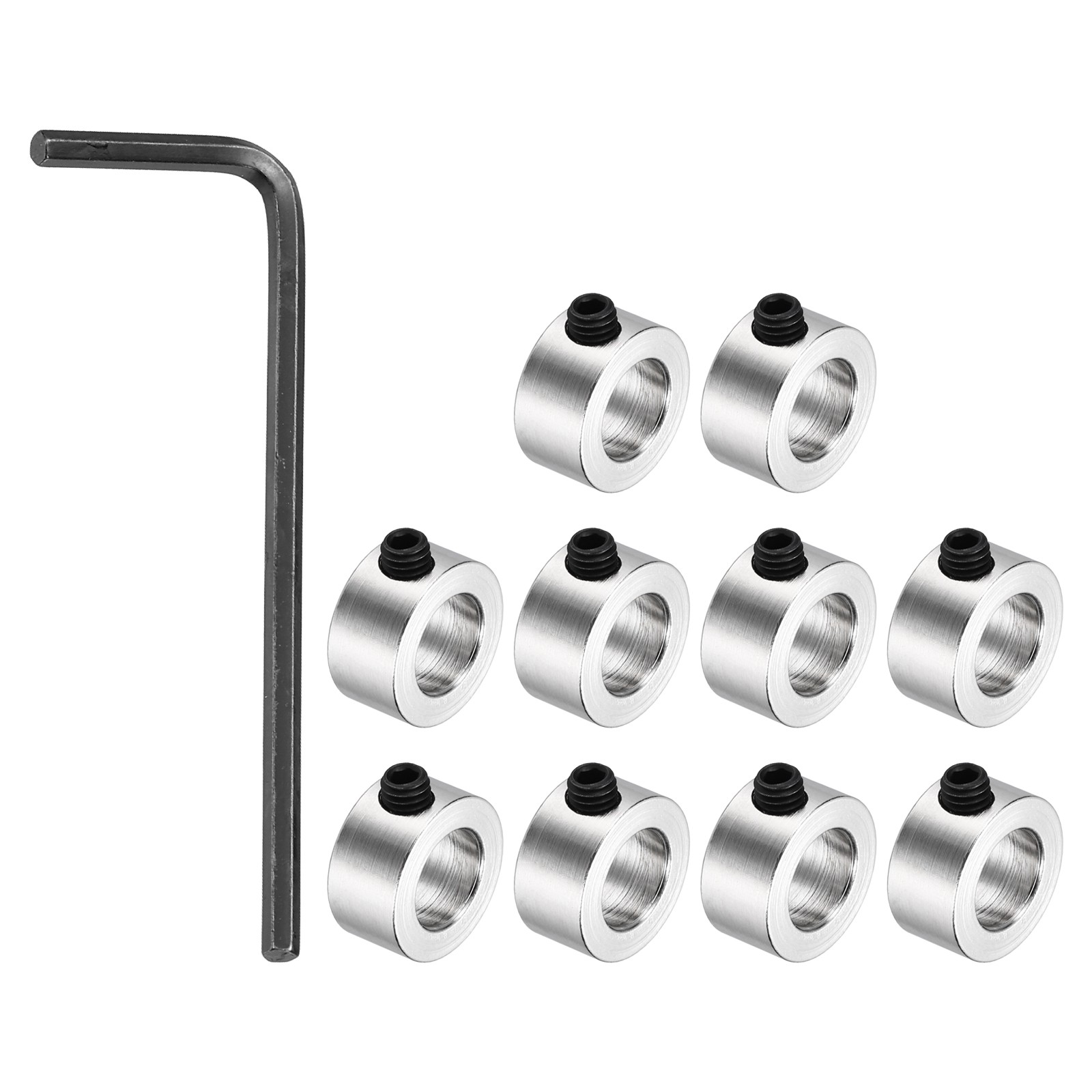10Pack Shaft Lock Collar 8.05mm Bore 14mm OD 7mm H Collar Set, Silver