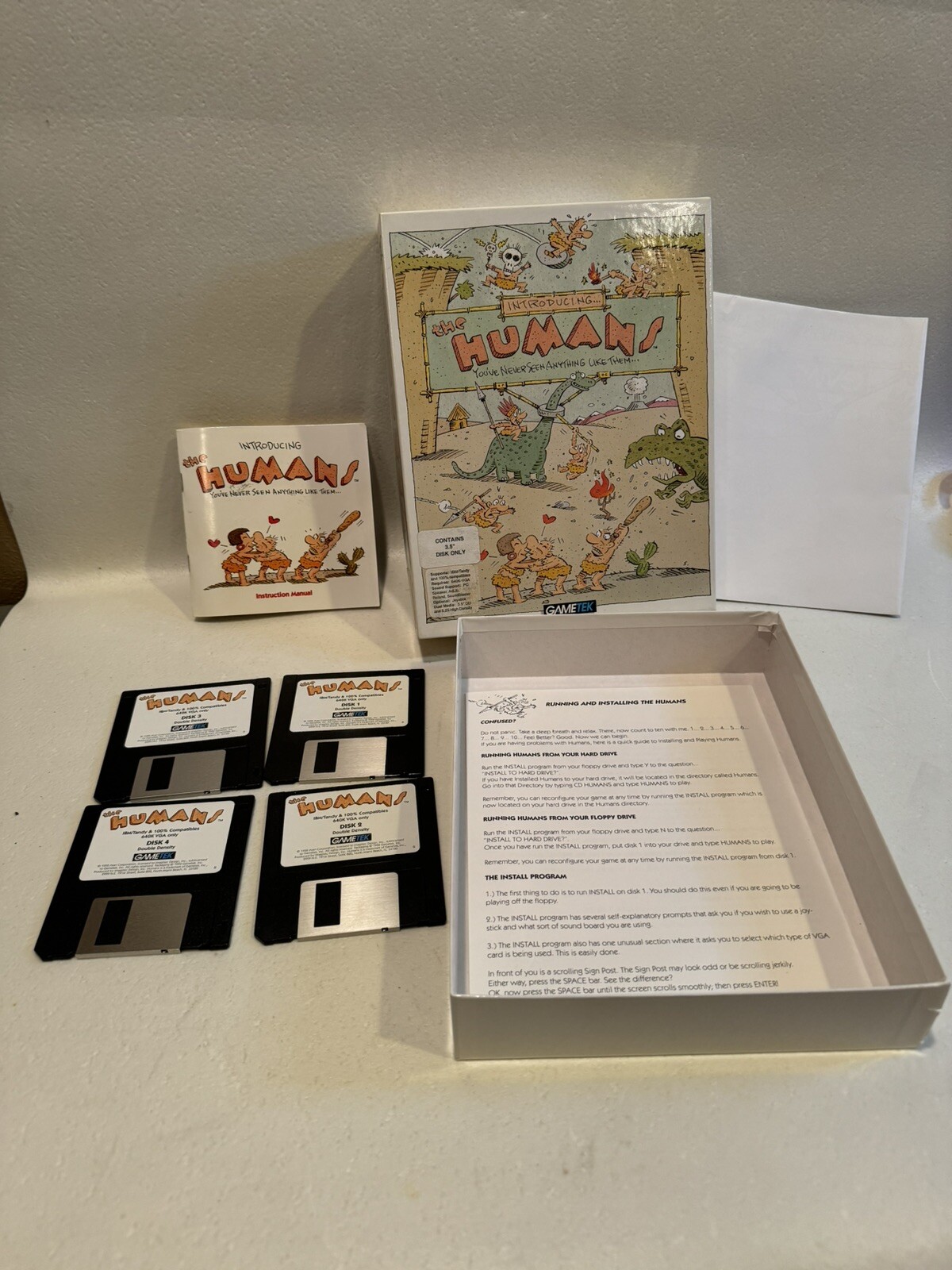 Introducing the Humans Gametek Vintage PC game 3.5 Floppy disk 1992 Atari