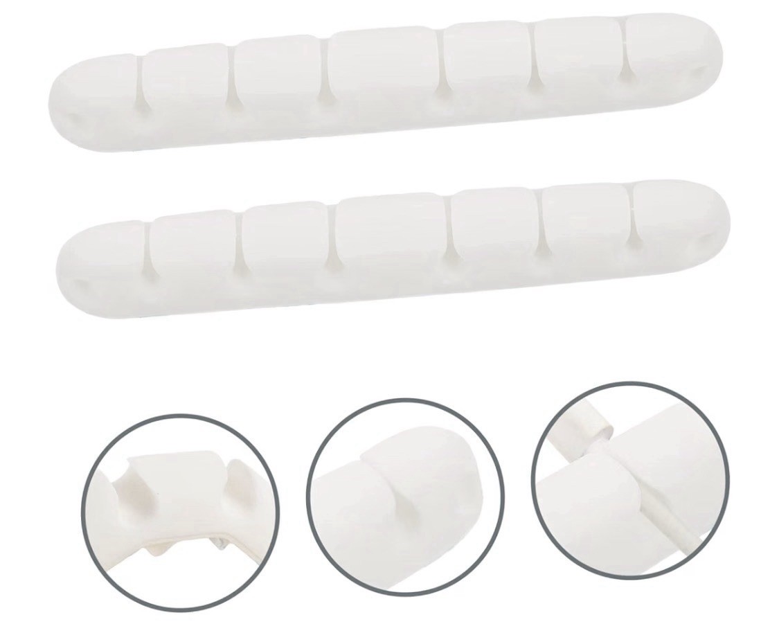 White Cable Clips home and office 5.31 in Plastic set 2 pcs