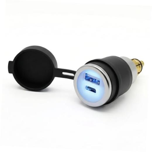 28W Hella/DIN Powerlet Motorcycle Charger, USB-C Type-C Hella(DIN) USB Charger