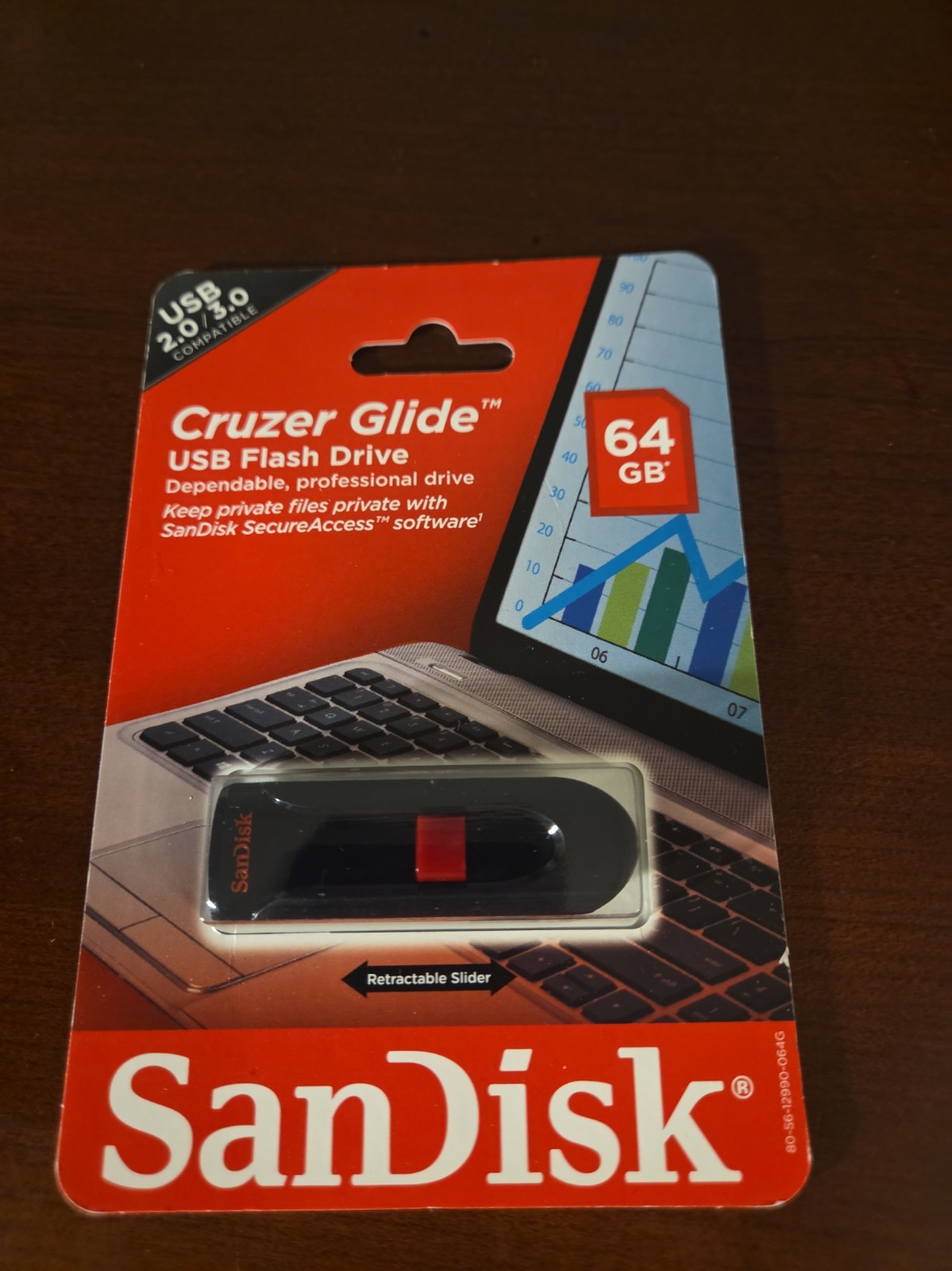NEW San Disk Cruzer Glide USB 2.0 Flash Drive 64GB Factory Sealed