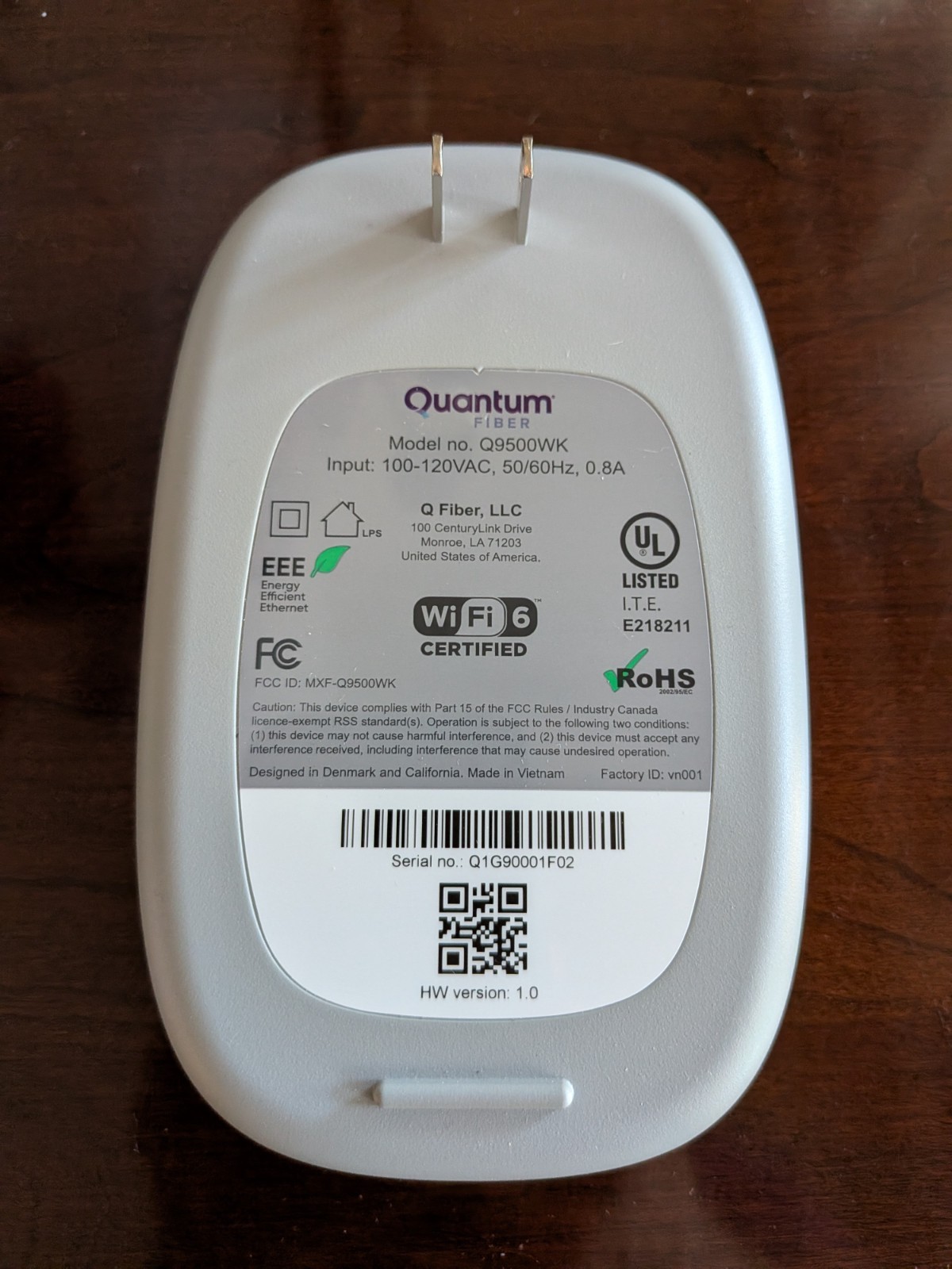 WORKING 📶 Quantum Fiber Q9500WK Tri-Band WiFi 6 Extender Extension v 1.0 vn001