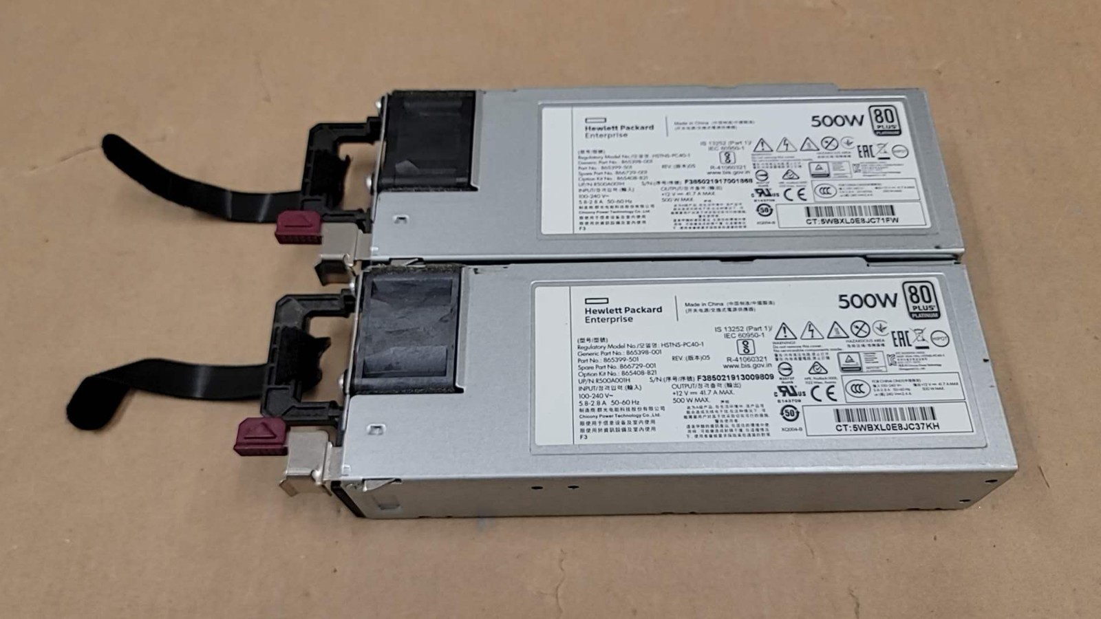 Lot of 2 HPE 866729-001 865408-B21 POWER SUPPLY 500W PROLIANT G10