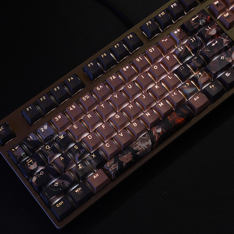  Genshin Impact Hu Tao Transparent 108 Keys PBT Keycaps Cherry MX for Mechanical