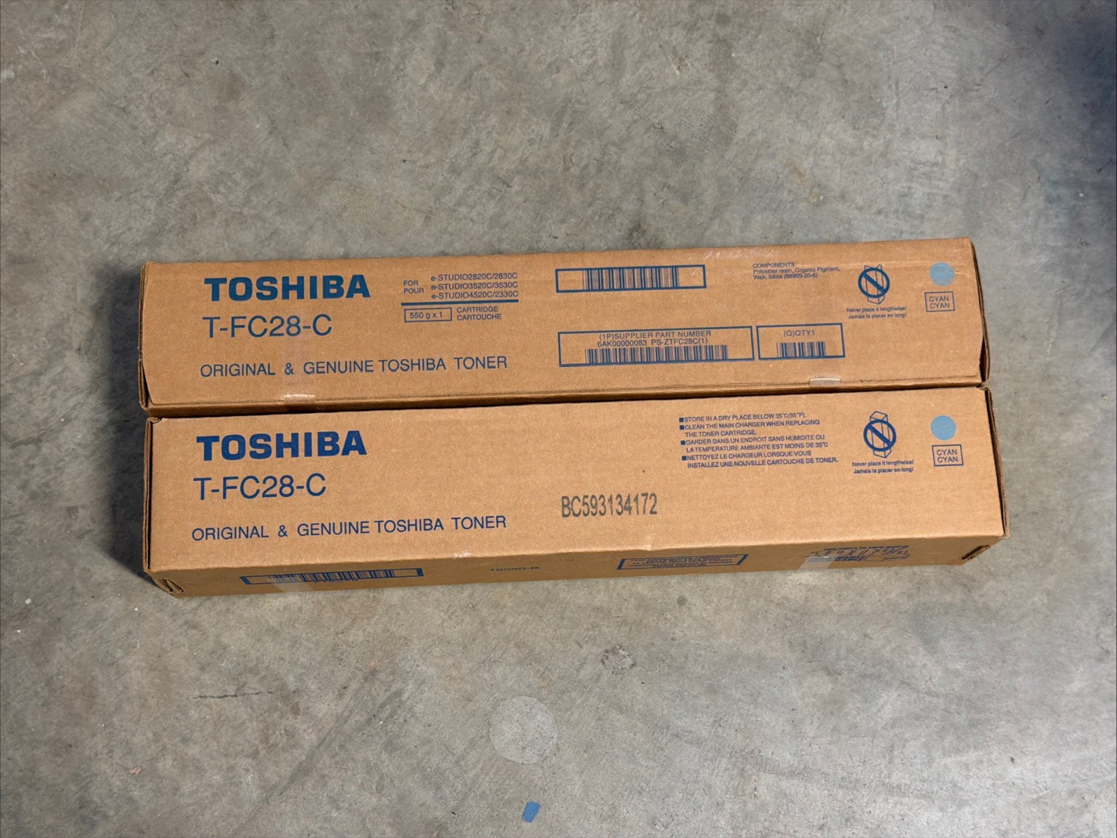 Lot Of 2 Genuine Toshiba Toner Cartridge  T-FC28 cyan