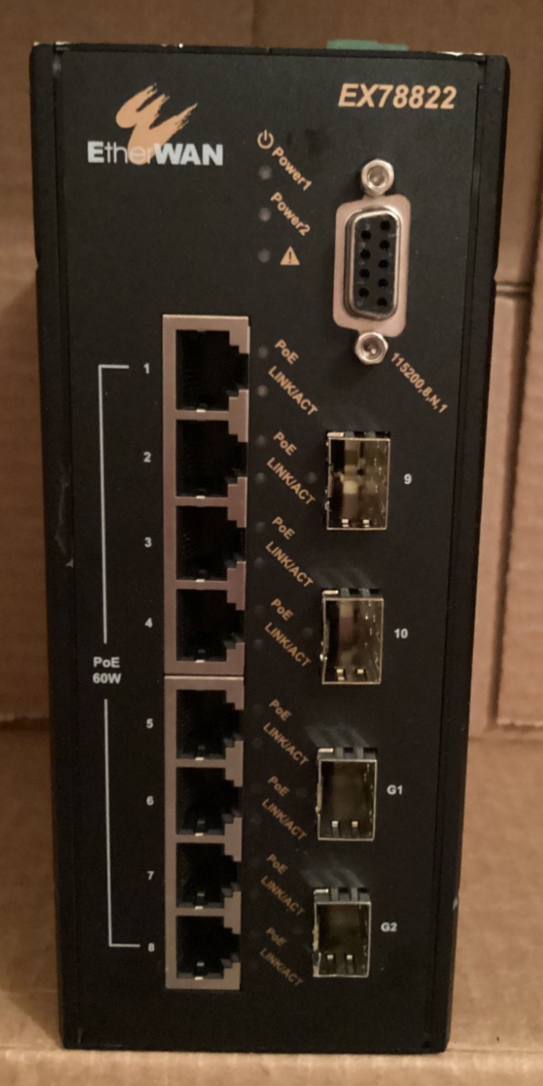 EtherWAN EX78822-VVBT Hardened Managed PoE Ethernet Switch