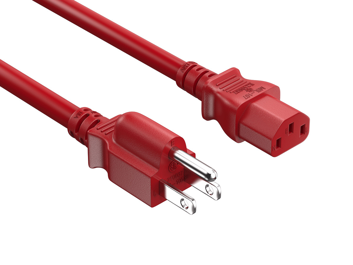 10ft NEMA 5-15P to IEC C13 Computer Power Cord, 18 AWG SJT, 10A/125V, UL List...