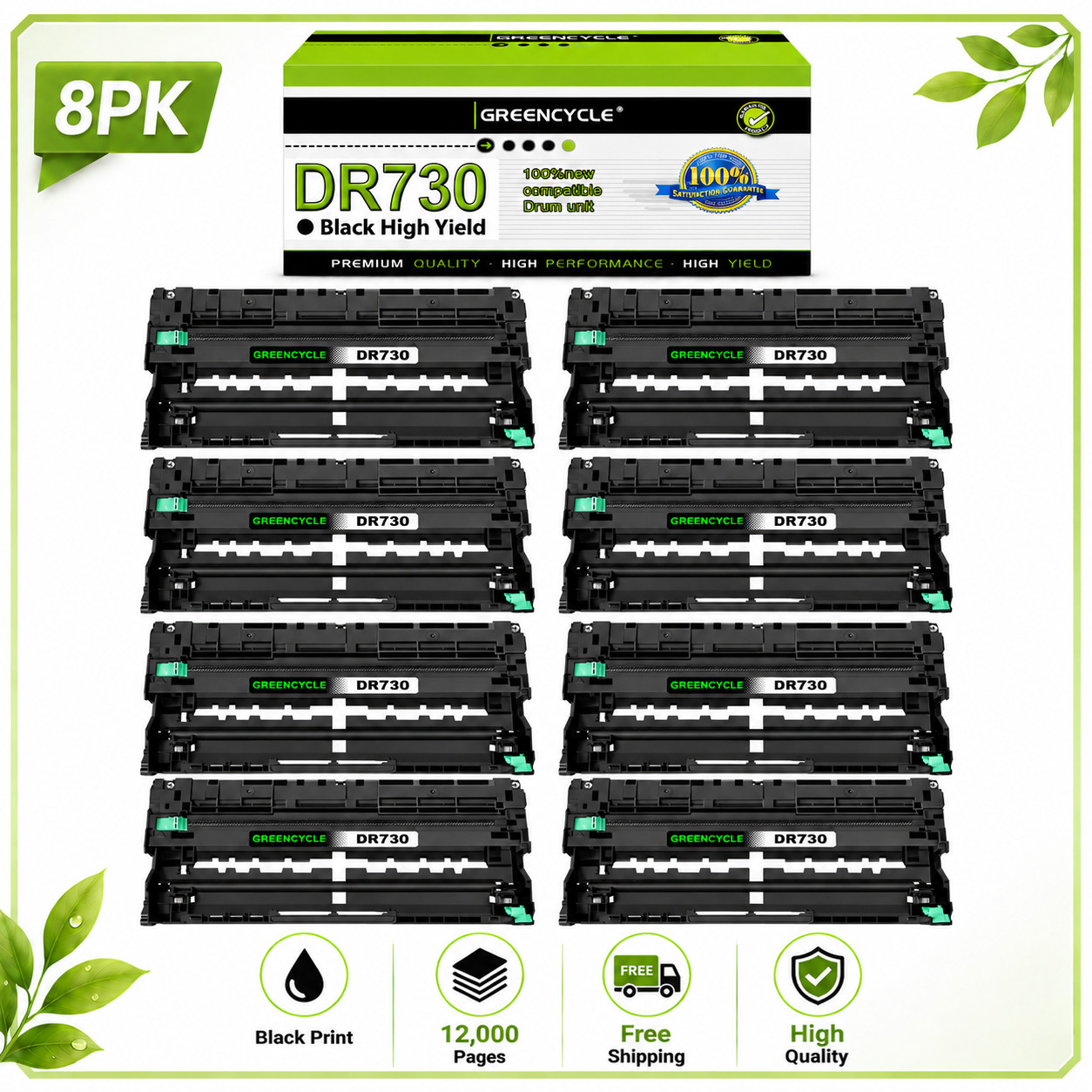 8PK DR730 Drum Unit Fits for Brother HL-L2310D L2370DN HL-L2375DW XL HL-L2390DW