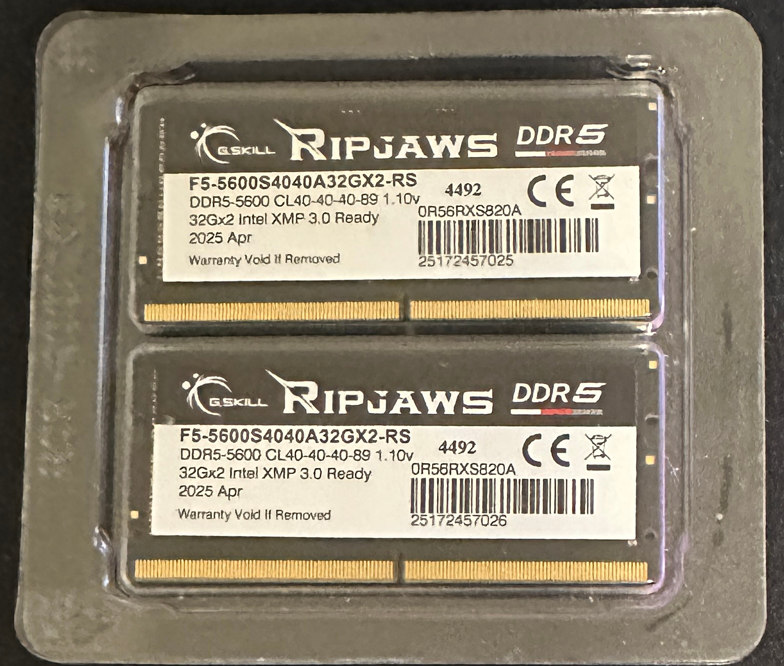 G.SKILL Ripjaws 64GB 2x32GB DDR5-5600 CL40 SODIMM Laptop F5-5600S4040A32GX2-RS