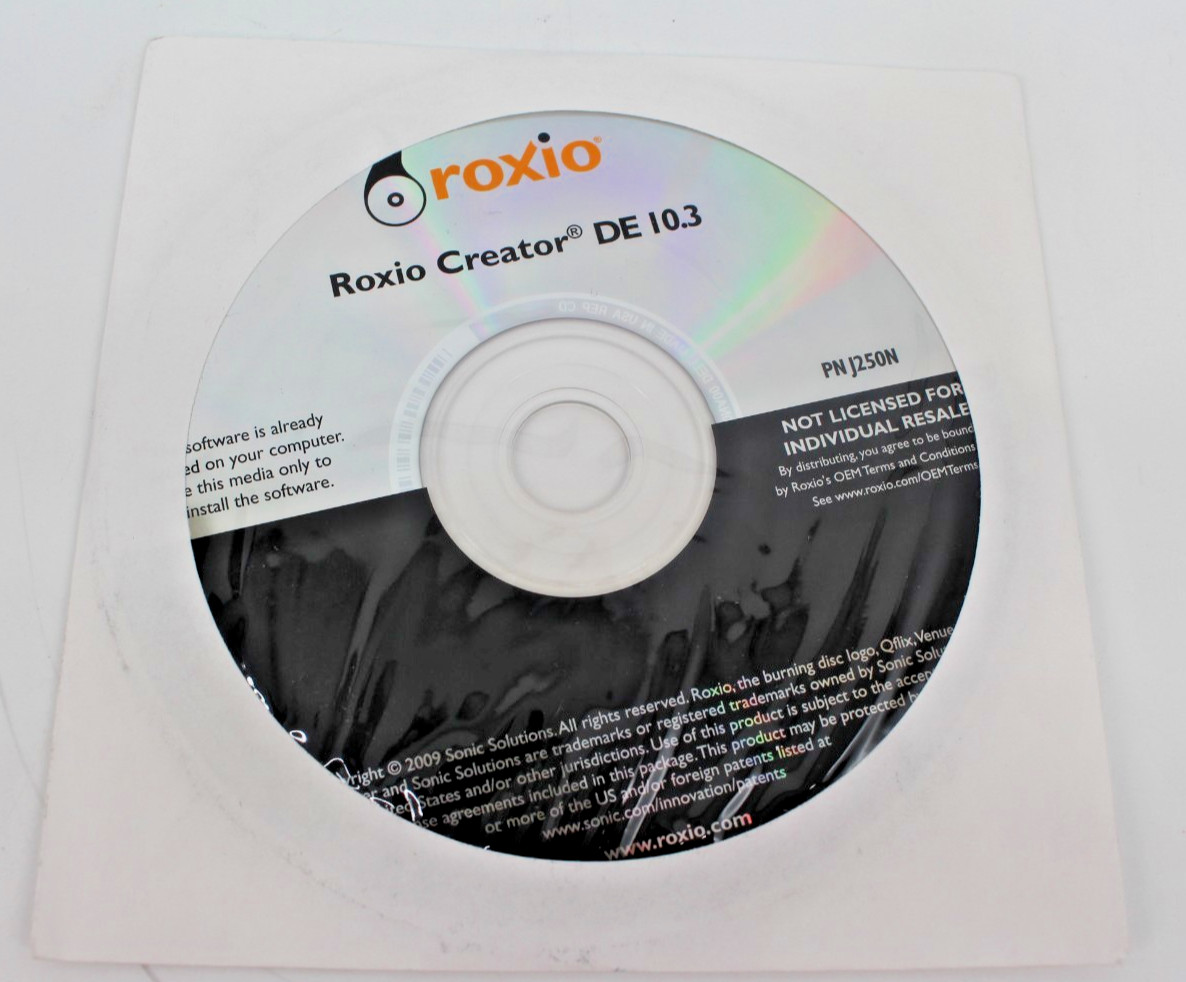 Brand New Genuine Dell Roxio Creator DE 10.3 PN J250N Dell P/N 0J251N
